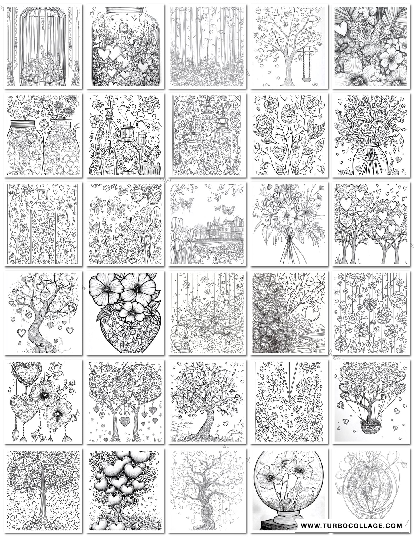 Valentine's Day Plants Coloring Book