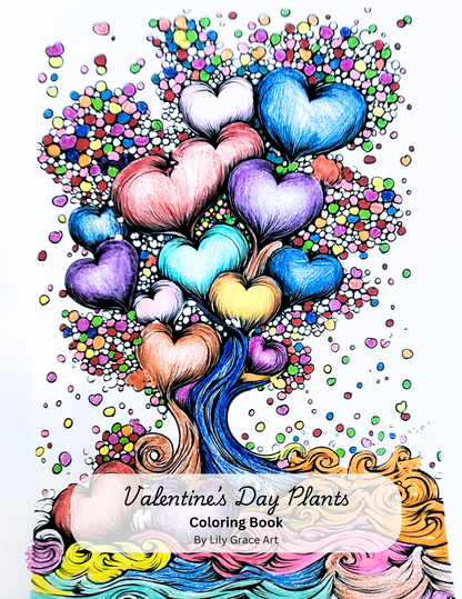 Valentine's Day Plants Coloring Book